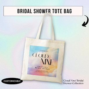 She's on cloud 9 Colourful Pastel Bridal Shower Tote Bag