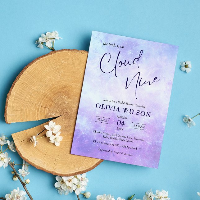 She's on Cloud 9 Dreamy Elegant Bridal Shower Invitation (Creator Uploaded)