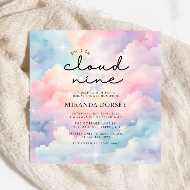 She's On Cloud 9 Dreamy Stars Bridal Shower Invitation (Creator Uploaded)