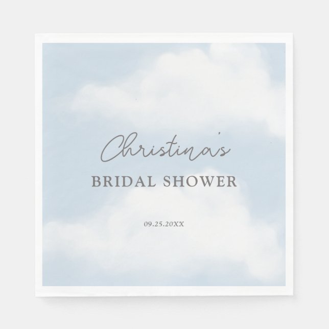 She's on Cloud 9 Dreamy Watercolor Bridal Shower Napkin (Front)