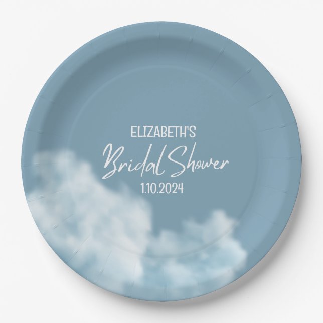 She's on cloud 9 Elegant Bridal Shower Dreamy Paper Plate (Front)