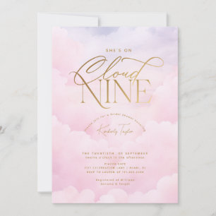 She's on Cloud 9 Nine Pink Elegant Bridal Shower Invitation