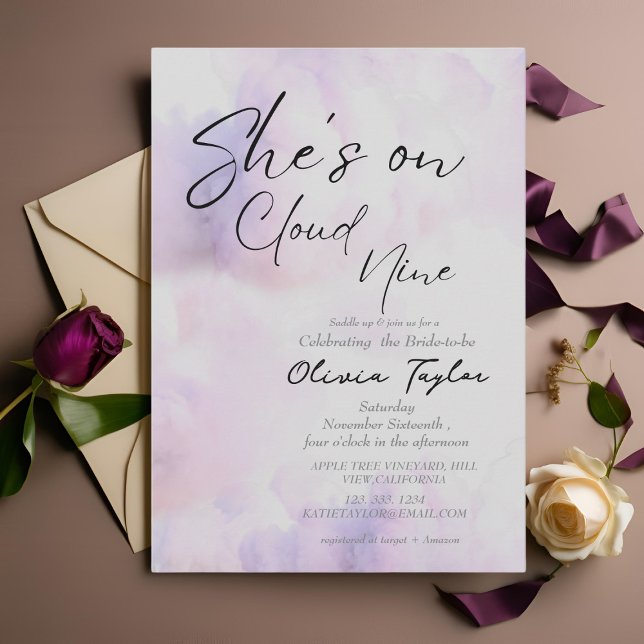  She's on cloud 9 Soft Dusty pink Bridal Shower Invitation (Creator Uploaded)