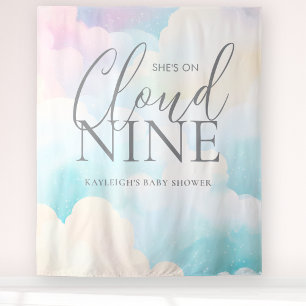 She's on Cloud Nine Baby Shower Backdrop Tapestry