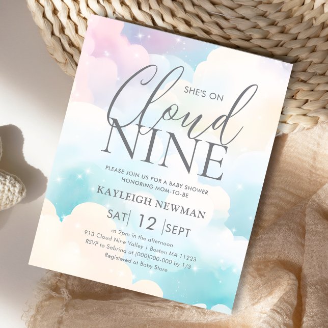 She's on Cloud Nine Baby Shower Budget Invitation (Creator Uploaded)