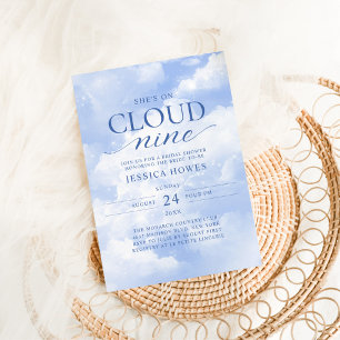 She's On Cloud Nine Blue  Bridal Shower Invitation