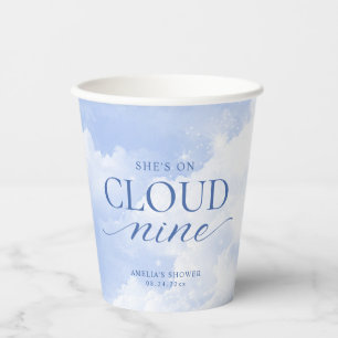 She's On Cloud Nine Blue Bridal Shower Paper Cups