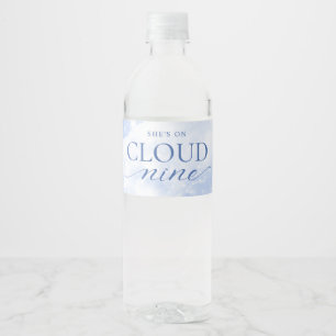 She's On Cloud Nine Blue  Bridal Shower Water Bottle Label
