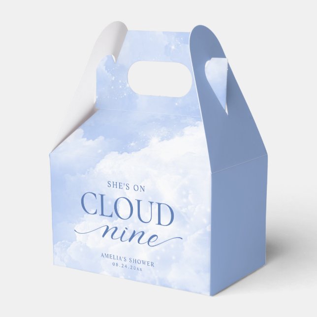 She's On Cloud Nine Blue Thank You Favour Box (Front Side)