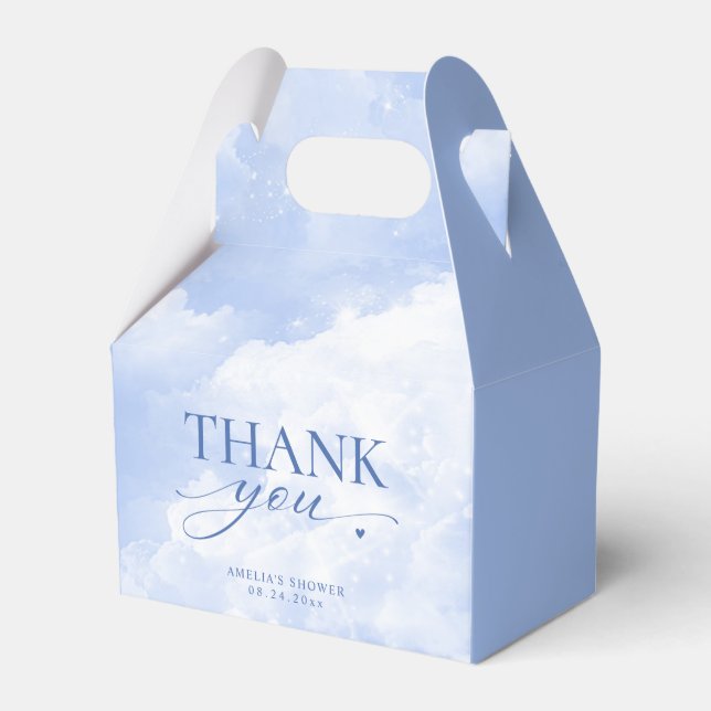 She's On Cloud Nine Blue Thank You Favour Box (Front Side)