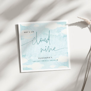 Shes on Cloud Nine Blue White Bridal Shower dreamy Napkin