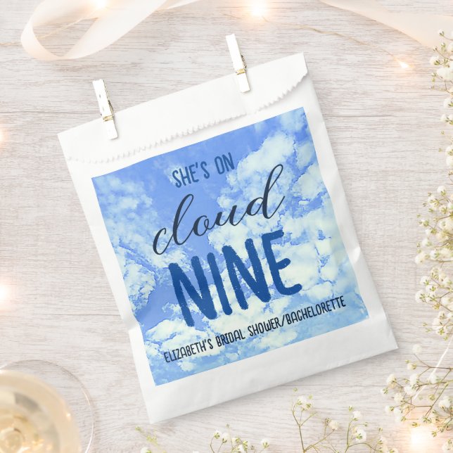 She's On Cloud Nine! Bridal Shower/Bachelorette Favour Bag (Clipped)