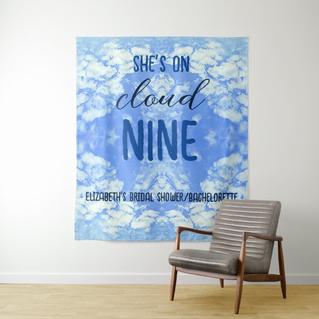 She's On Cloud Nine! Bridal Shower/Bachelorette Tapestry (In Situ)