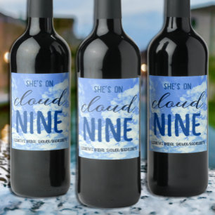 She's On Cloud Nine! Bridal Shower/Bachelorette Wine Label