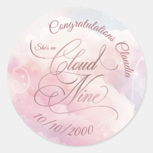 She's On Cloud Nine Bridal Shower Classic Round Sticker