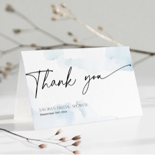 She's on Cloud Nine Bridal Shower Dusty Blue Thank You Card