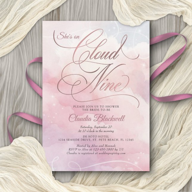 She's On Cloud Nine Bridal Shower Invitation (Creator Uploaded)