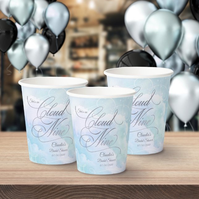 She's On Cloud Nine Bridal Shower Paper Cups (Creator Uploaded)