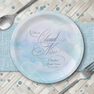 She's On Cloud Nine Bridal Shower Paper Plate