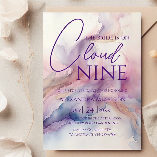 She's On Cloud Nine Dreamy Pastel Bridal Shower Invitation (Creator Uploaded)