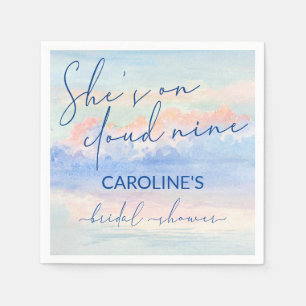 Shes On Cloud Nine Pastel Watercolor Bridal Shower Napkin