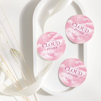 She's On Cloud Nine Pink Bridal Shower Favour Tags