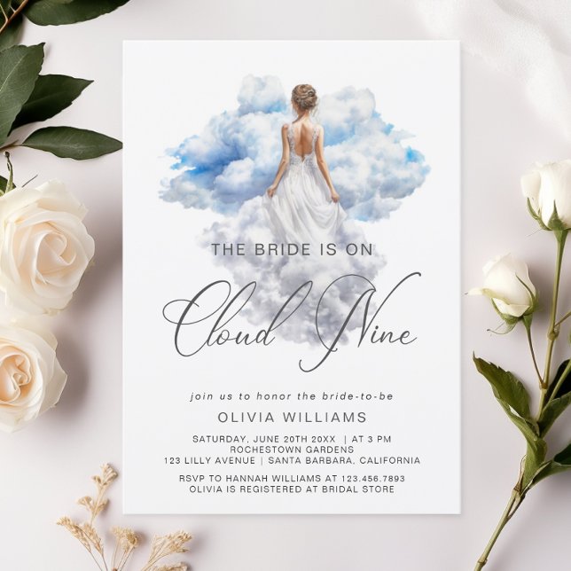 She's On Cloud Nine Watercolor Bridal Shower Invitation (Creator Uploaded)