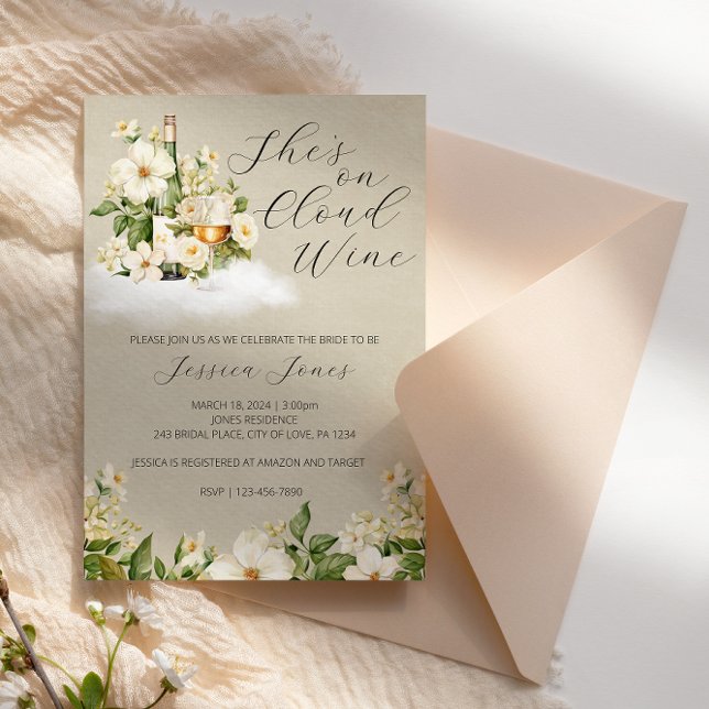 She's On Cloud Wine Bridal Shower Invitation (Creator Uploaded)