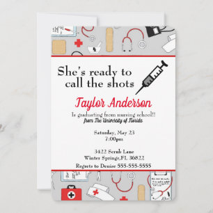 She's Ready To Call The Shots Nursing School Invitation