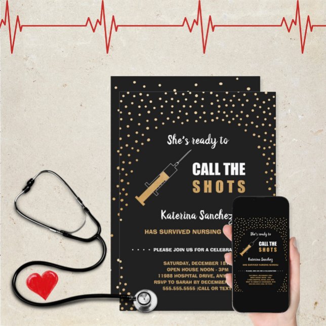 She's Ready to Call the Shots nursing school Invitation (Creator Uploaded)