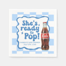 She's Ready to Pop Baby Shower Blue Napkins