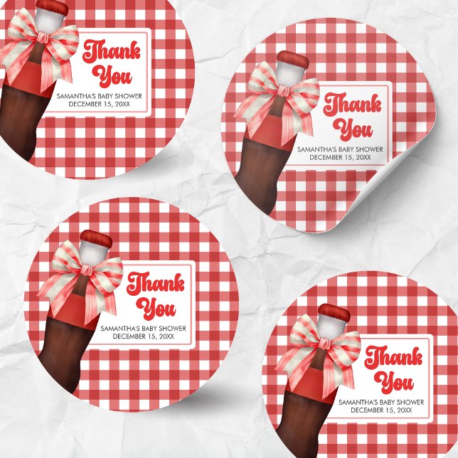 She's Ready to Pop Baby Shower Classic Round Sticker (She's Ready to Pop Cola Baby Shower Sticker)