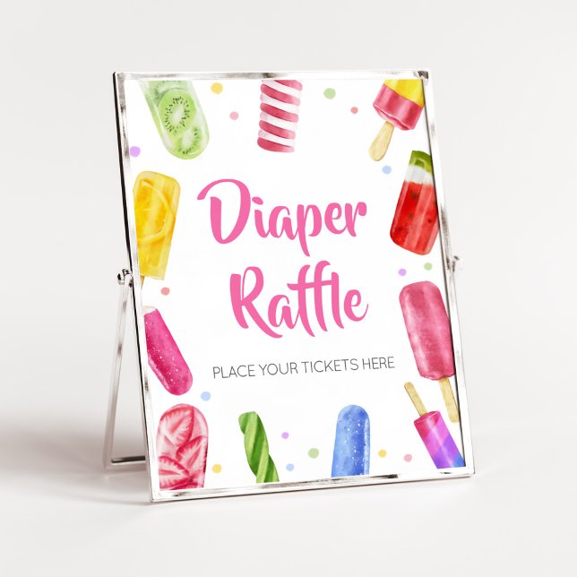 She's Ready to Pop Baby Shower Diaper Raffle Poster (Popsicle Baby Shower Diaper Raffle Sign)