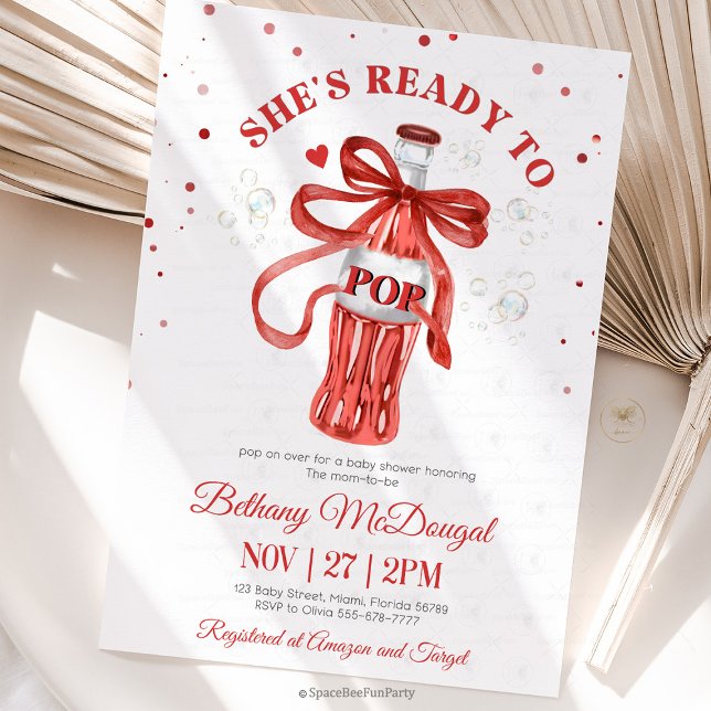 She's Ready To Pop Baby shower Invitation (BabyShower, ShesReadyToPop, PregnancyParty, BabyOnTheWay, MomToBe, GenderNeutralBabyShower, CuteBaby)