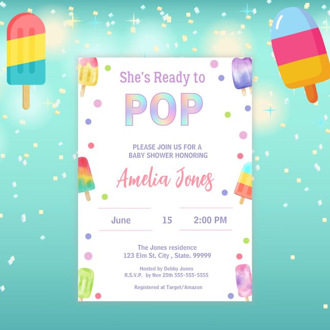 She's Ready to Pop Baby Shower Invitation  (Creator Uploaded)