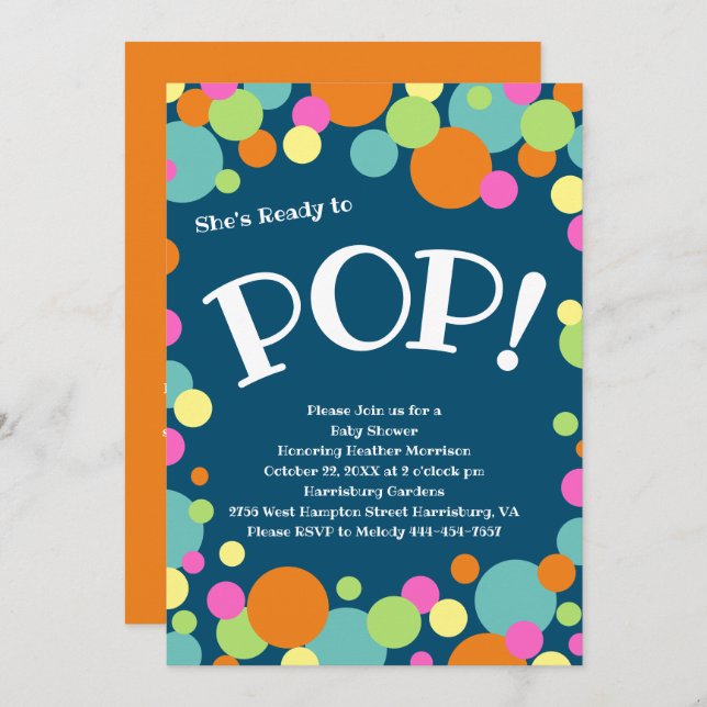 She's Ready to Pop Baby Shower Invitation (Front/Back)