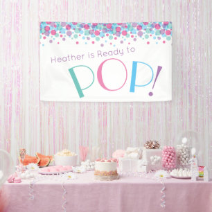 She's Ready to Pop Baby Shower Polka Dots Banner