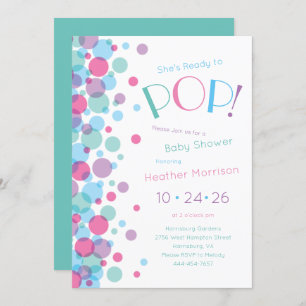She's Ready to Pop Baby Shower Polka Dots Invitation