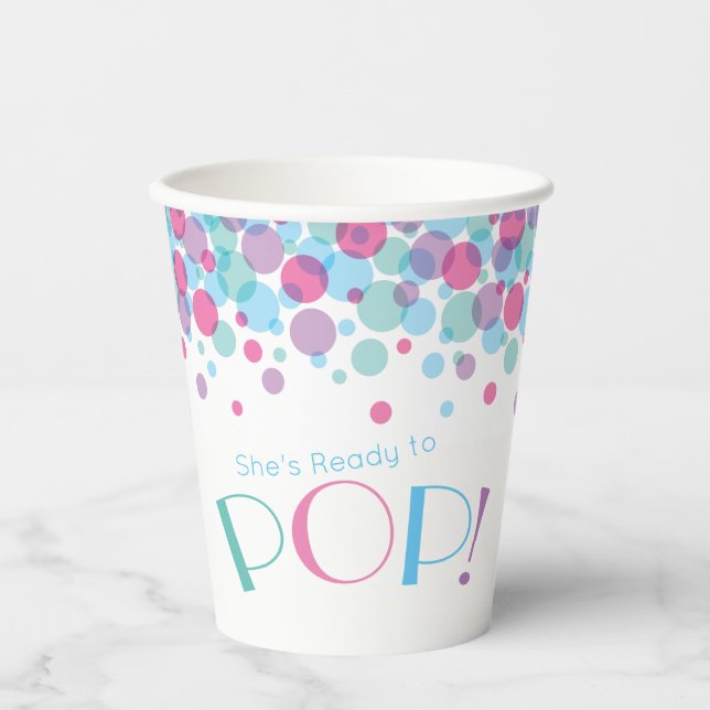 She's Ready to Pop Baby Shower Polka Dots Paper Cups (Front)