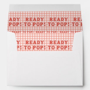She's Ready to Pop Baby Shower Retro Red Gingham Envelope