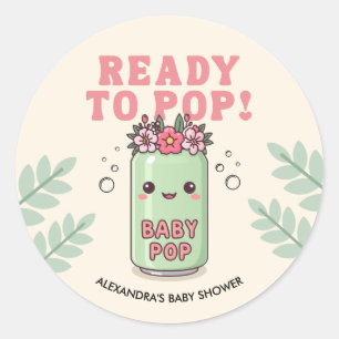 She's Ready to Pop Baby Shower Sticker Boho Kawaii