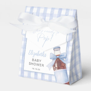 She's Ready To Pop Blue Bow Baby Shower Favour Box
