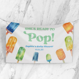 She's Ready To Pop Blue Popsicle Baby Shower Banner