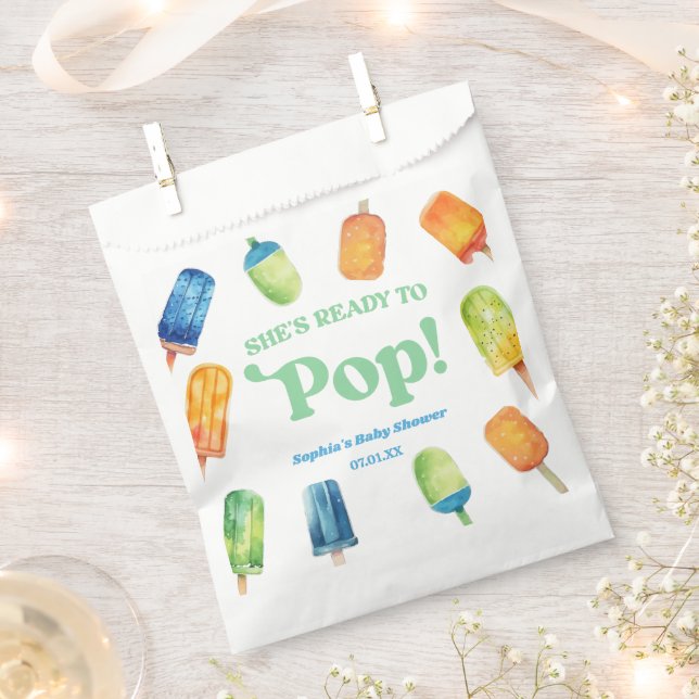 She's Ready To Pop Blue Popsicle Baby Shower Favour Bag (Clipped)
