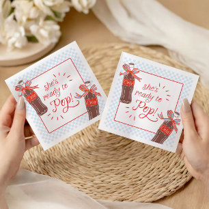 She's Ready to Pop Blue & Red Chequered Napkin