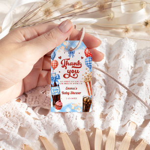 She's Ready to Pop Boy Baby Shower Thank You Gift Tags