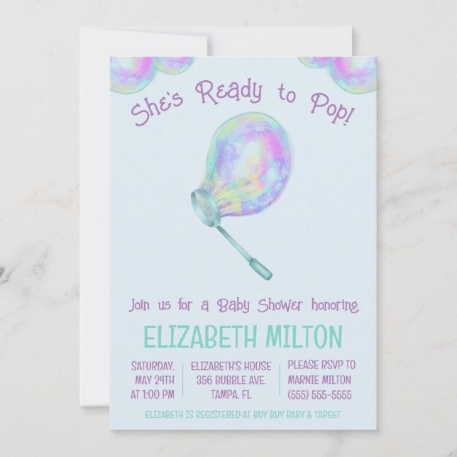 She's Ready to Pop!  Bubble Baby Shower Invitation (Front)