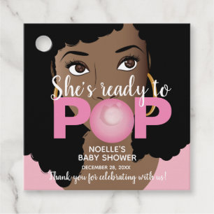 She's Ready to Pop, Bubblegum Baby Shower, Pink Favour Tags