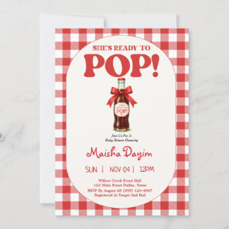 She's Ready to Pop Gingham Baby Shower Invitation