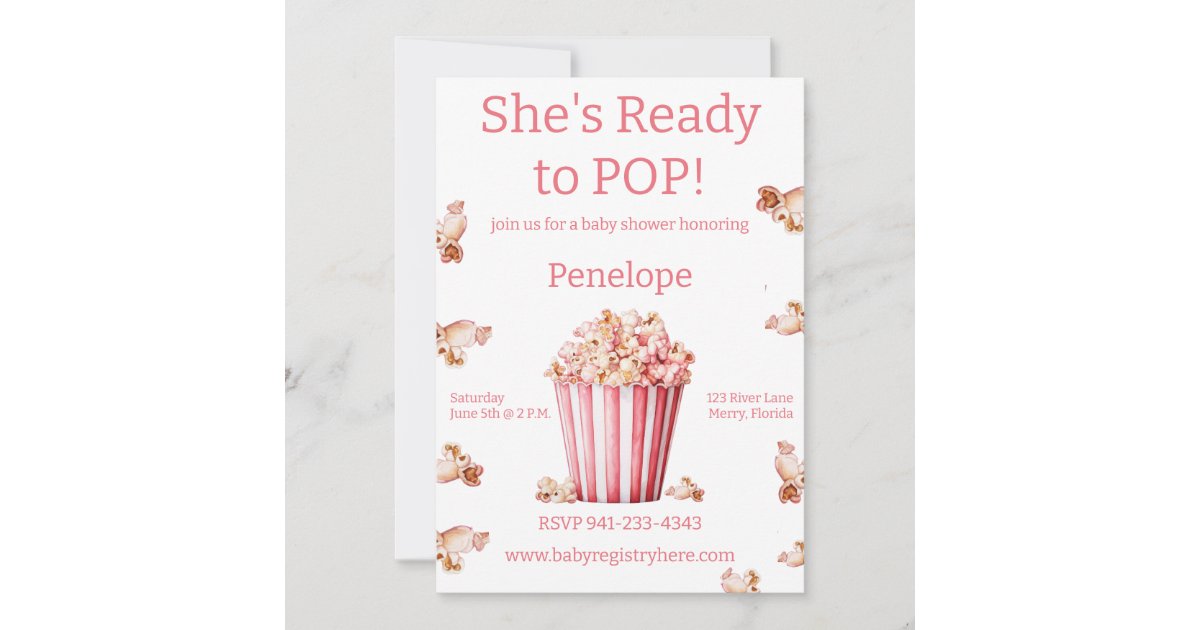 She's Ready To Pop Pink Invitation | Zazzle